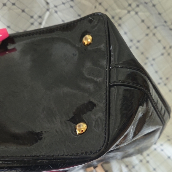Michael Kors Black Patent Leather Tote with Gold Accents - Picture 3 of 16